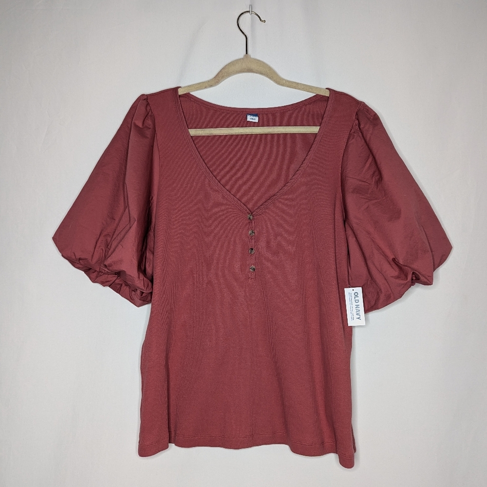 New Old Navy Women's Pink Mauve Elbow Bishop Sleeve Top Size XXL NWT